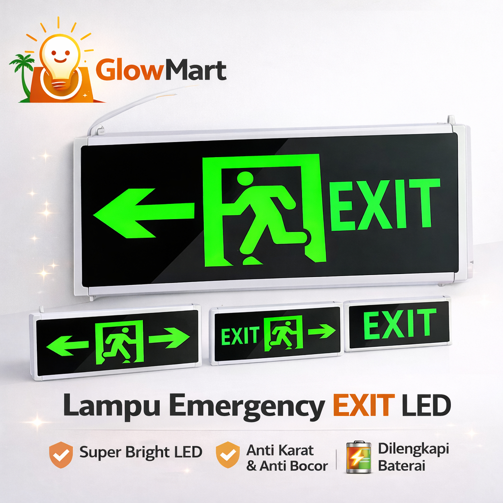 Jual Lampu Emergency EXIT LED 1 Sisi / 2 Sisi 220V Sign Board Petunjuk ...