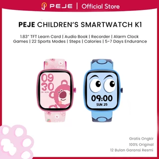 Kids Smart Watch PEJE Anak Game Edukasi Cerita Audio Flashcard Monitoring Kesehatan 24 Jam Step Counter Tahan Air 1ATM Baterai