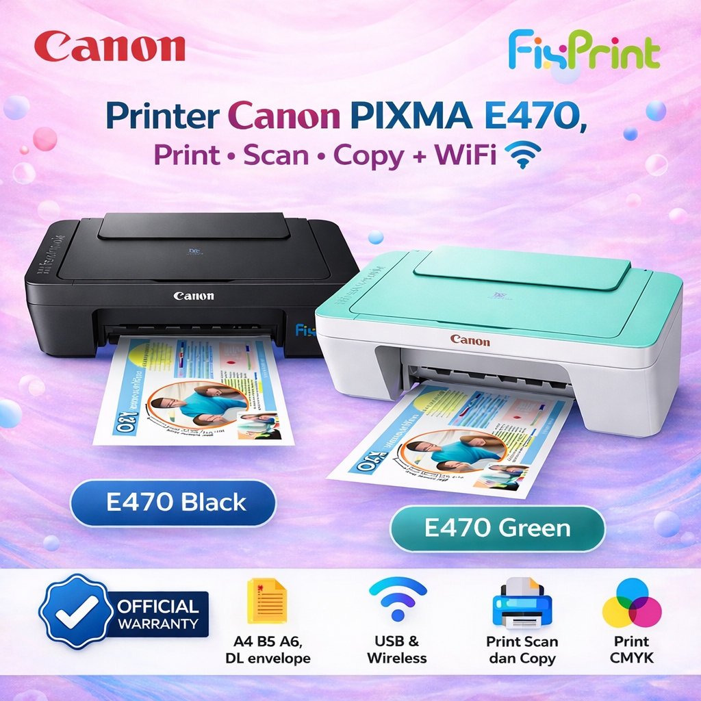 Jual Printer Canon E470 Green / Black Print Scan Copy Wireless ...