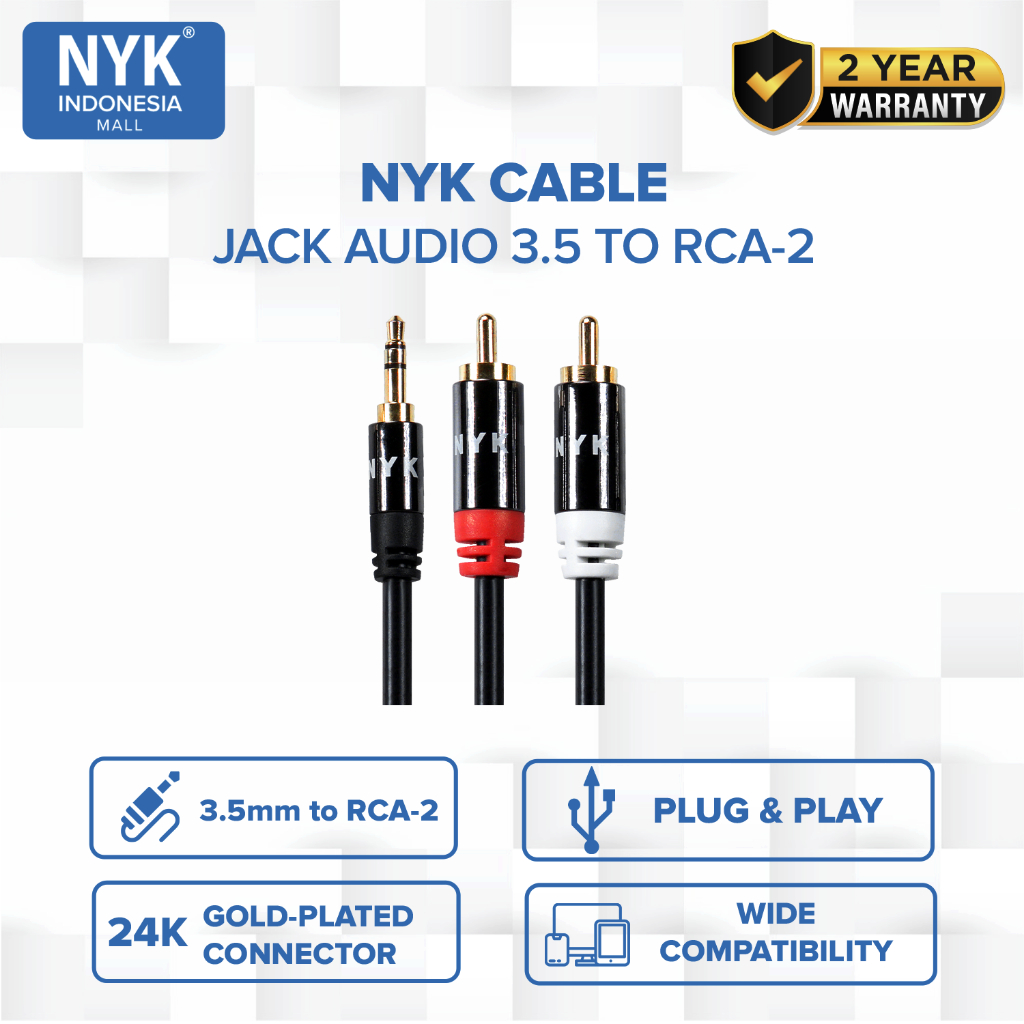 NYK Kabel 3,5m RCA to Audio Gold Plated COD