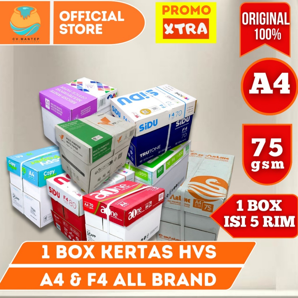 Jual KERTAS HVS Putih 1Box ,A4 & F4 SIDU , MAXI BRITE ,COPY PAPER,BMO ...
