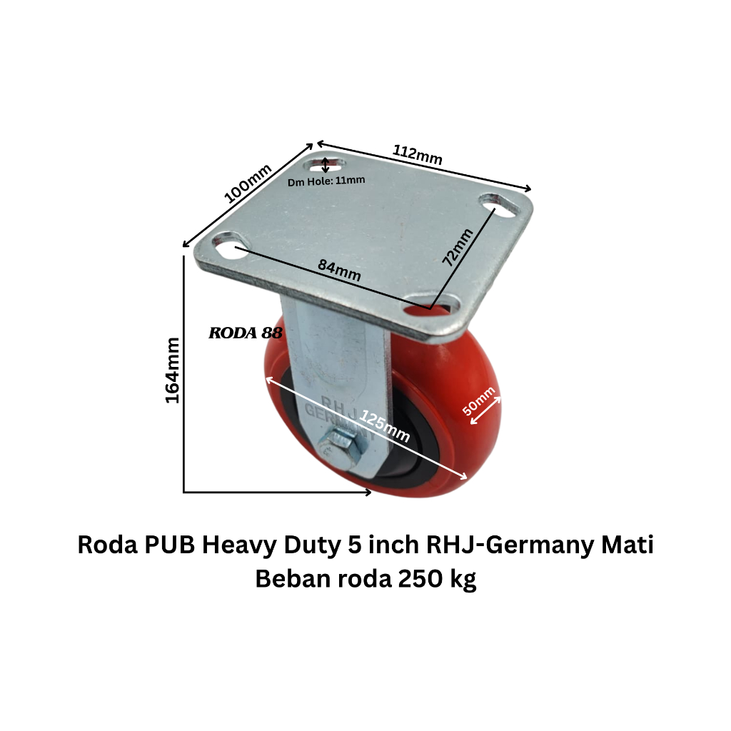 Jual Roda 5 inch PUB RHJ-TW Germany Heavy Duty Mati, Beban Roda 250kg ...
