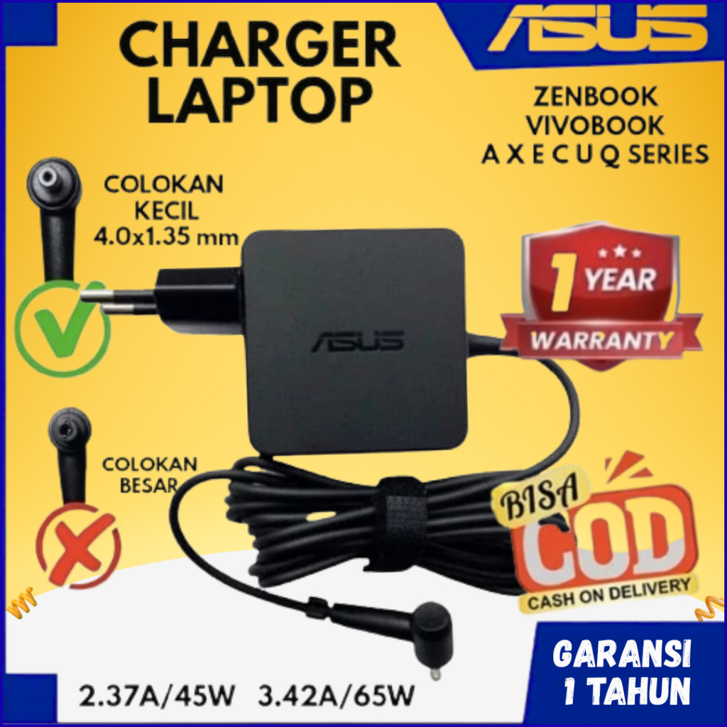 Jual [GARANSI 1 TH] Charger Asus VivoBook Original Small Plug Pin Bulat ...