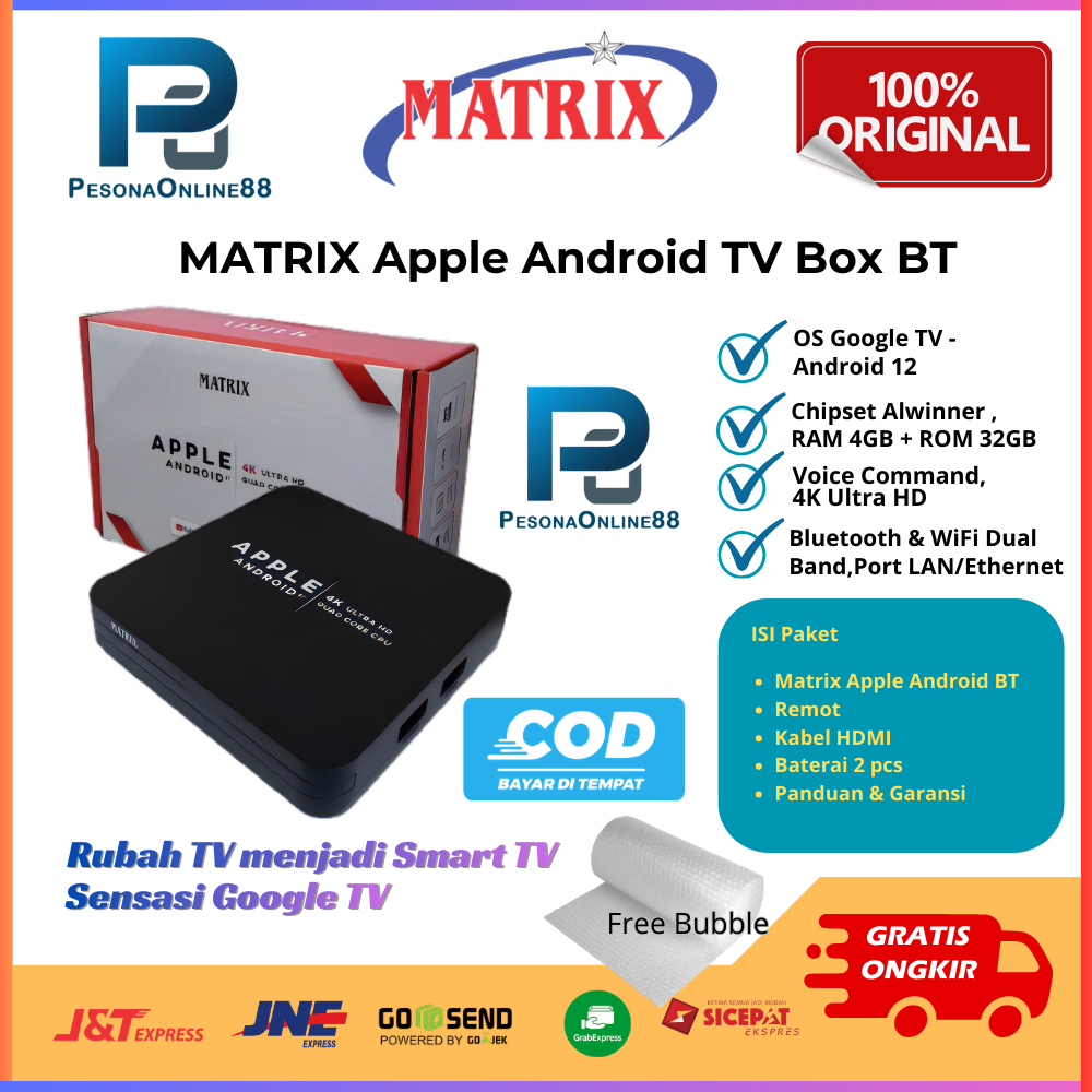 Jual MATRIX Apple Android TV Box BT 4GB 4K Ultra HD / OS Google TV ...
