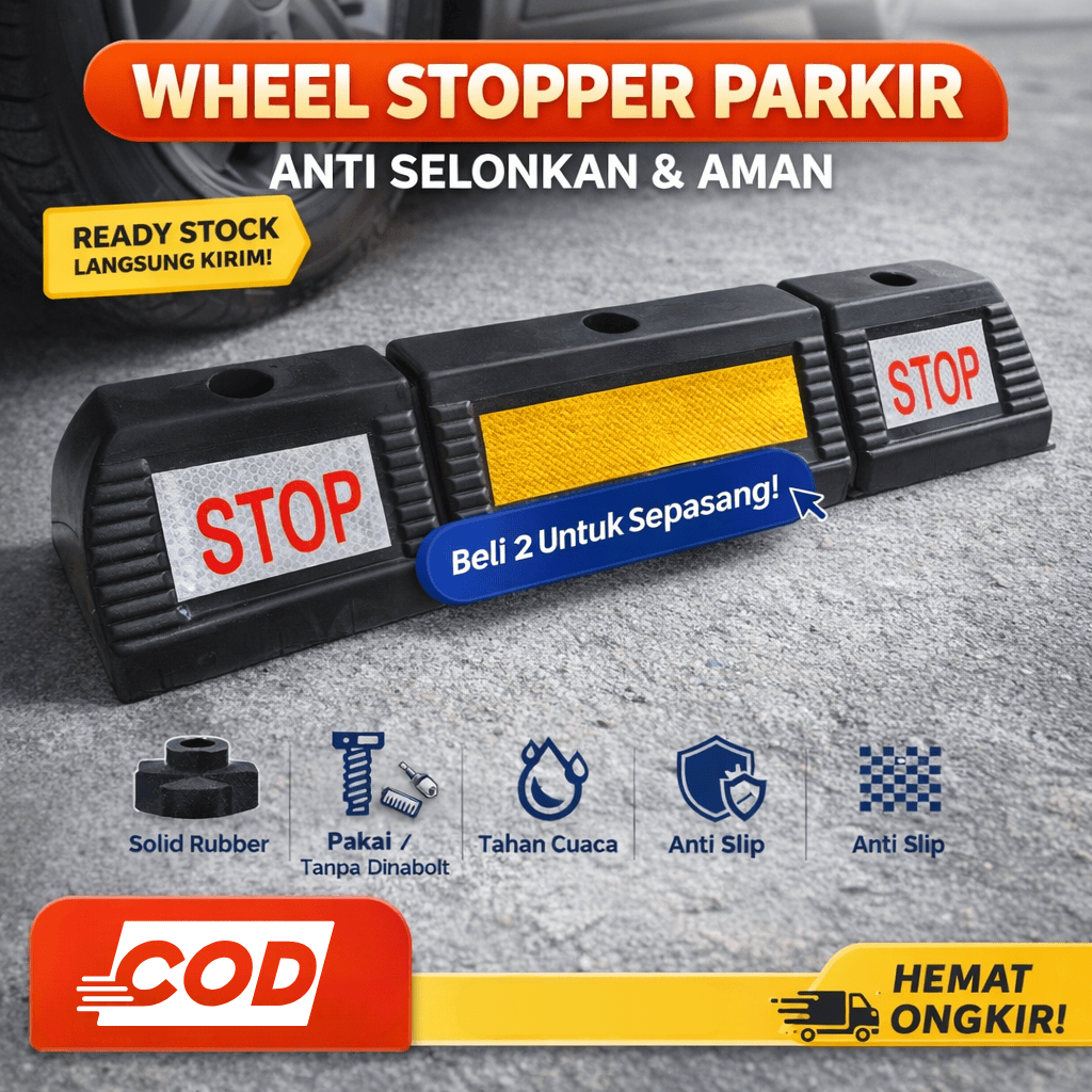 Jual Wheel Stopper Rubber 58cm - Ganjalan Ban Mobil Parkir Karet ...