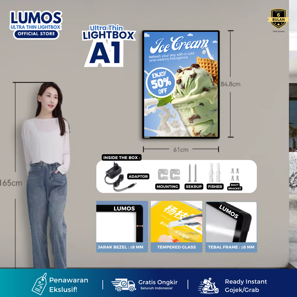 Jual Ultra Thin Light Box A1 | LED Frame Lightbox Portable Slim Signage ...