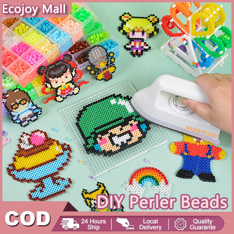 DIY Perler Beads Set 18000 Pcs 3D Kerajinan dengan ABS Plastik Edukasi Anak 24 Warna Manik-Manik