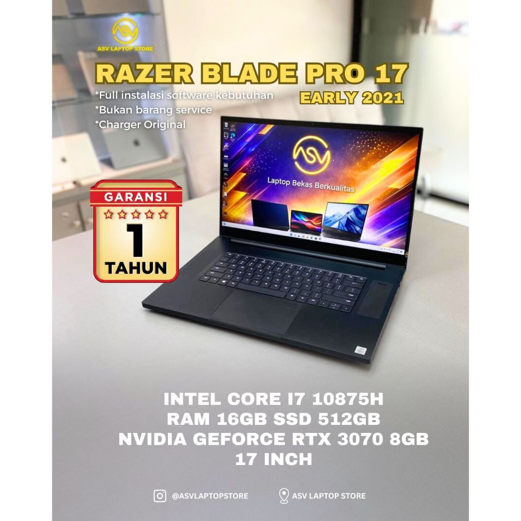 Jual RAZER BLADE PRO 17 CORE I7 10875H RAM 16GB SSD 512GB NVIDIA ...