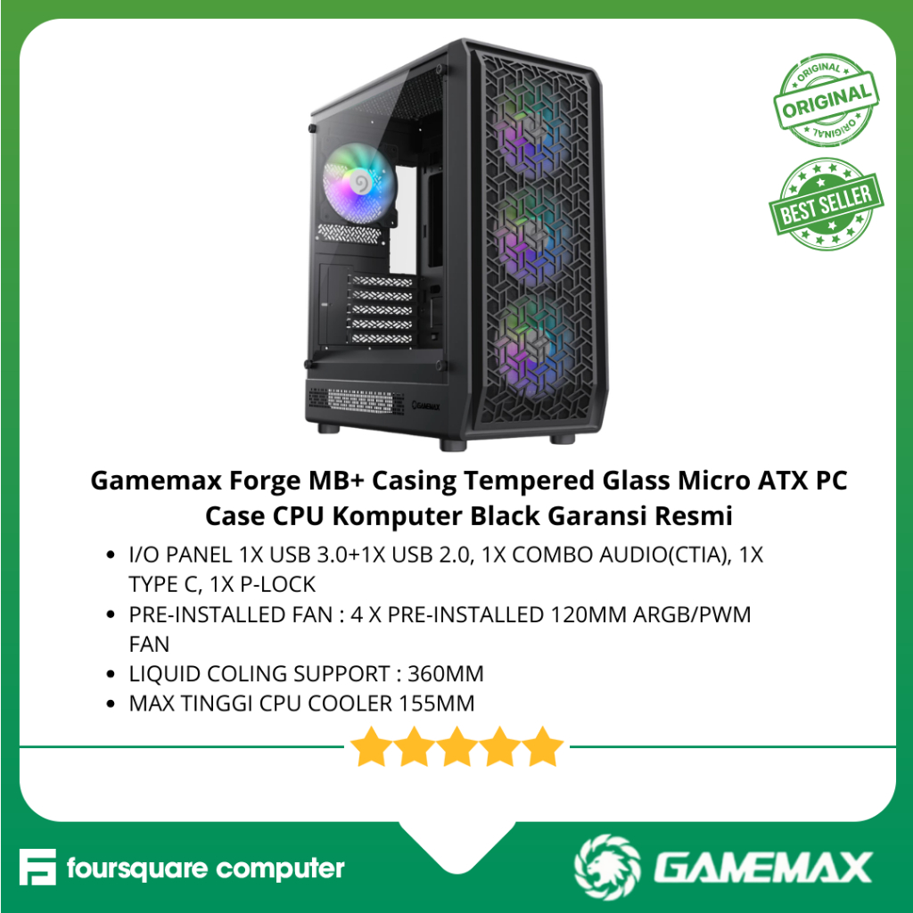 Jual Gamemax Forge MB+ Casing Tempered Glass Micro ATX PC Case CPU ...