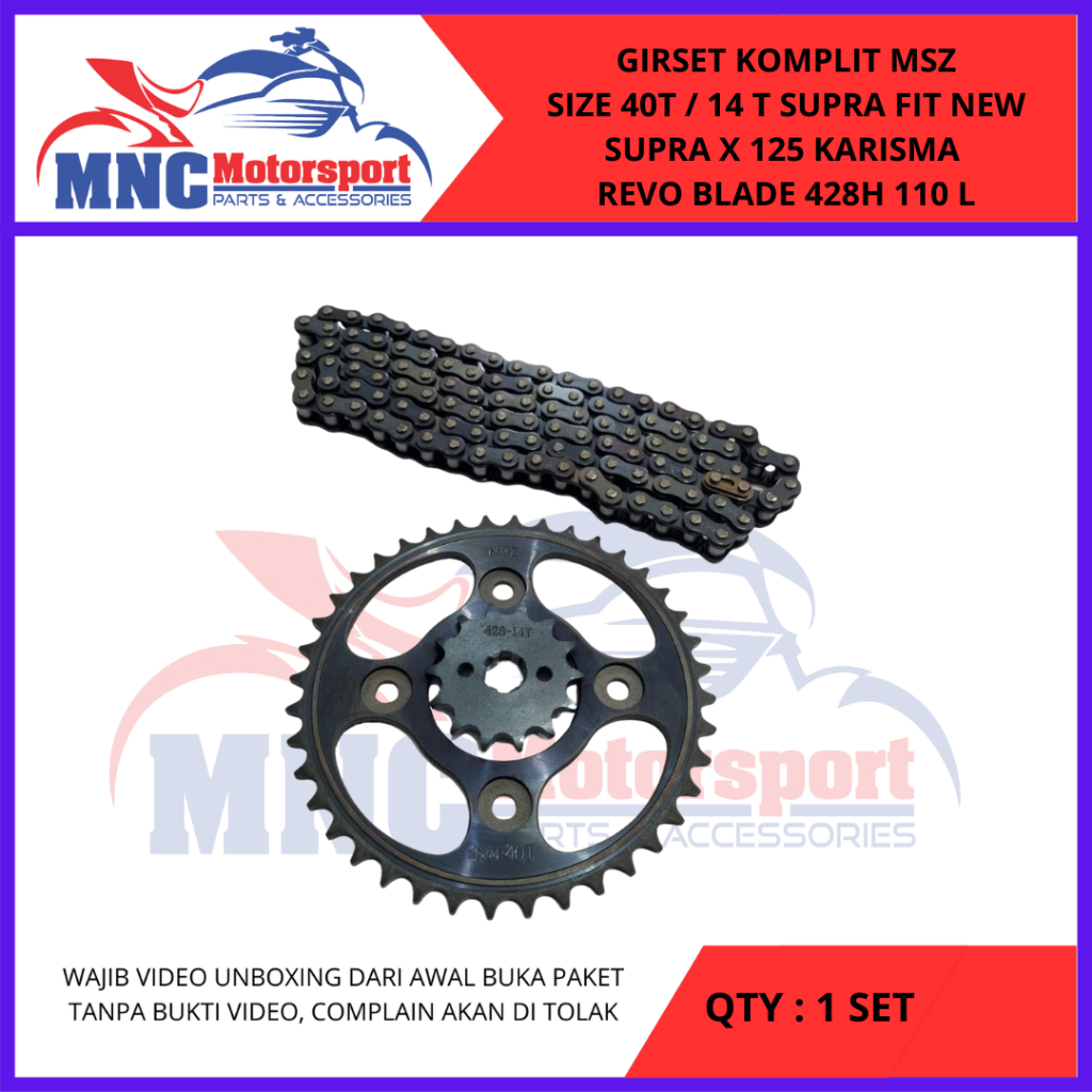 Jual GEARSET GIRSET GEAR GIR SET MSZ 40T SUPRA FIT NEW X 125 KARISMA ...