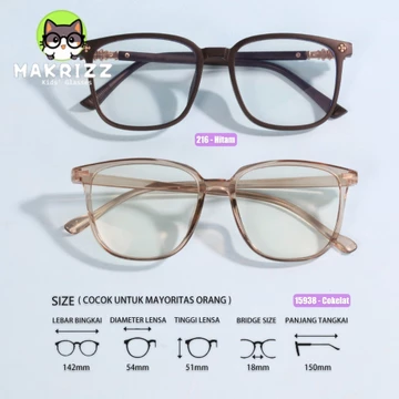 MAKRIZZ Kacamata Trendy Photochromic Anti Radiasi Blueray Minus Kacamata Trendy Bingkai Besar