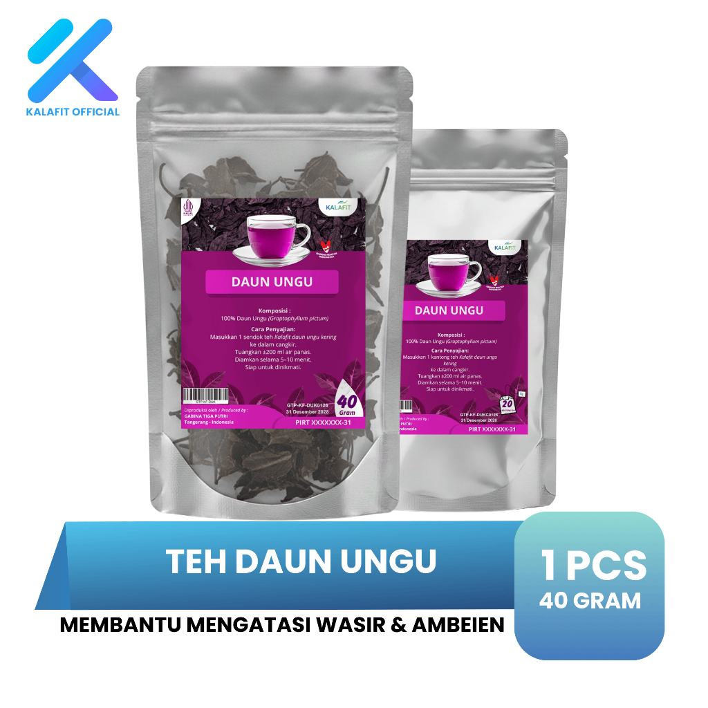 Teh Celup Daun Ungu Herbal Wasir dan Ambeien Daun Ungu Kering Obat Wasir Ambeyen