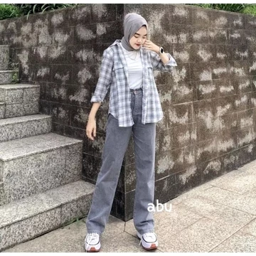 Celana Kulot Wanita Highwaist Premium Dengan Bahan Denim Tebal