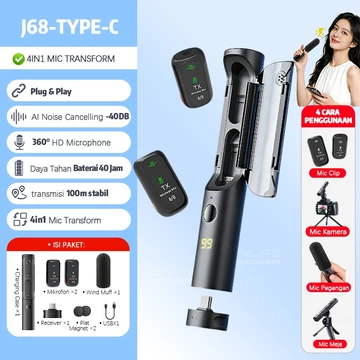 Cantiklife Q8 Mikrofon Wireless Clip On Magnetic Dual Lavalier Mic HP IOS Type C Plug Play