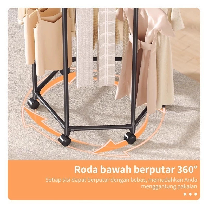 Foto 5 Bisa Diputar 360° Rak Gantungan Baju Serbaguna Portable Stand Hanger Cocok untuk Kos & Rumah Kecil | 017