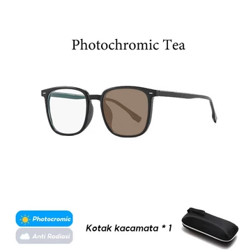 Kacamata Anti Radiasi Photocromic Untuk Pria Dan Wanita Bingkai Persegi Lensa Yang Dapat Diganti