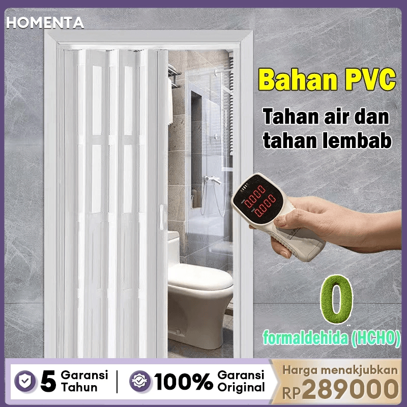 Homenta PVC Pintu Lipat Pintu Lipat Geser Penyekat Ruangan Folding Door Free Survey Ukur Tidak perlu pengeboran Pintu Lipat