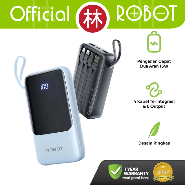 Jual Robot RT26 Powerbank Fast Charging 20000mAh PD 15W with Port & 4 ...