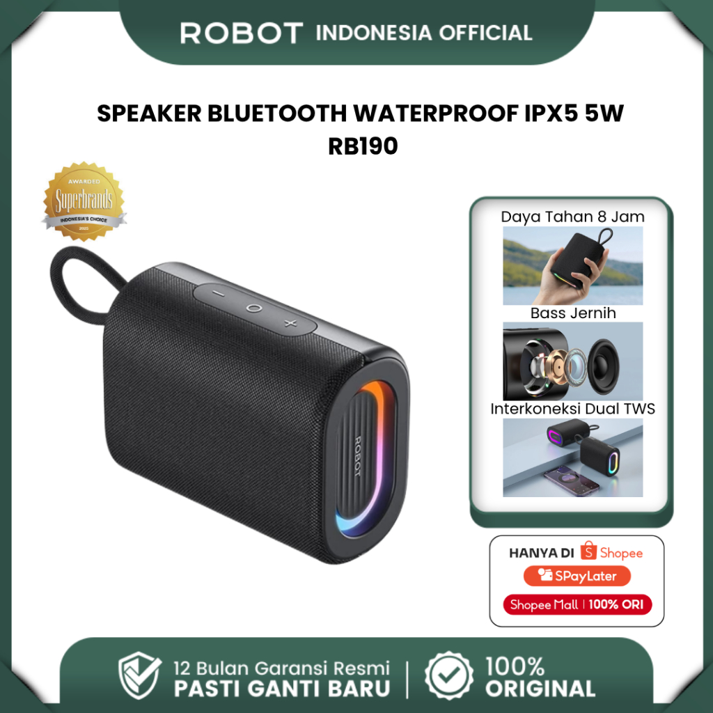 Jual ROBOT Speaker Portable Bluetooth 5.4 5W Powerful Bass Anti Air ...