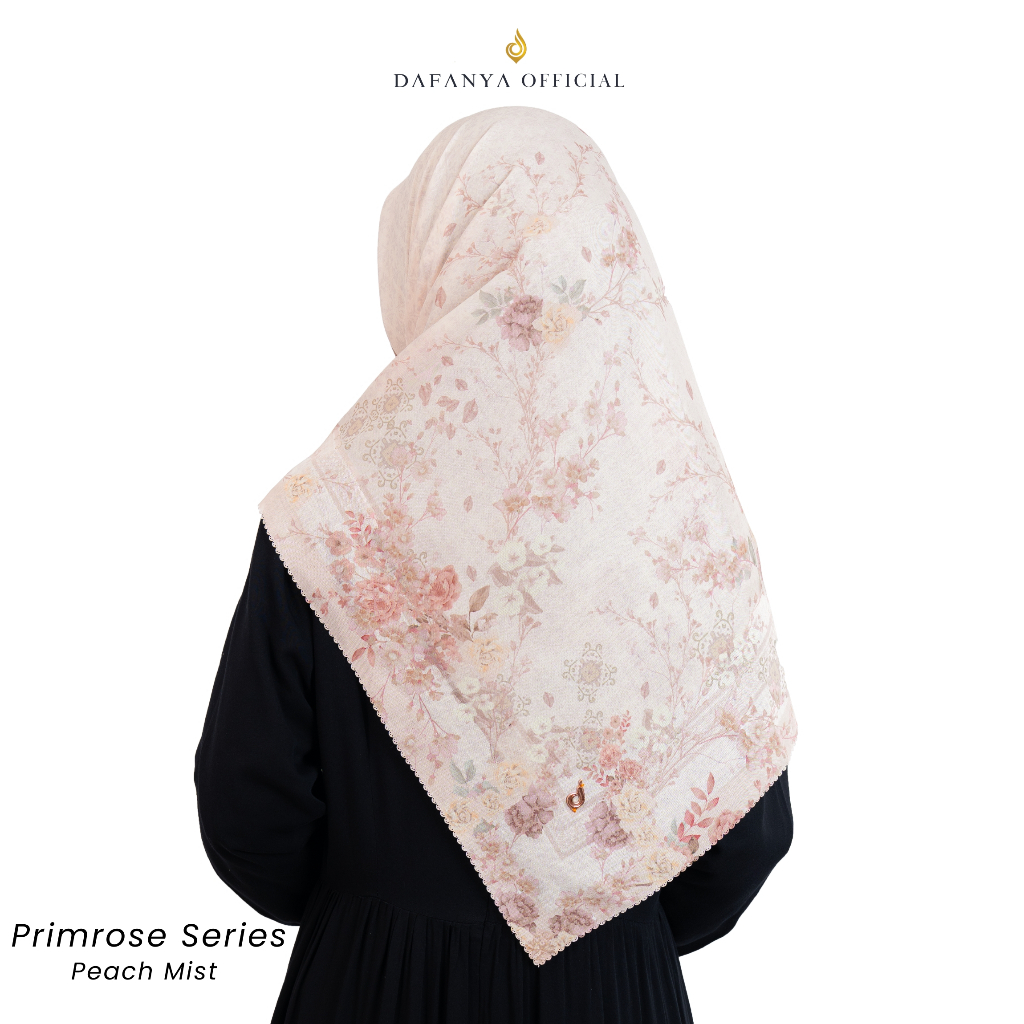 DAFANYA Primrose Series Jilbab Motif Floral Kerudung Segi Empat Hijab Scarf Bahan Voal Laser Cut