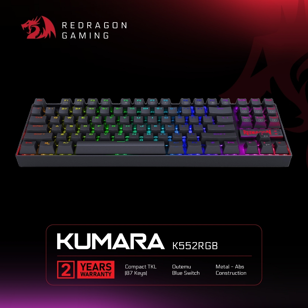 Jual Redragon K552 Black Wired Mechanical Gaming Keyboard 87-Key ...