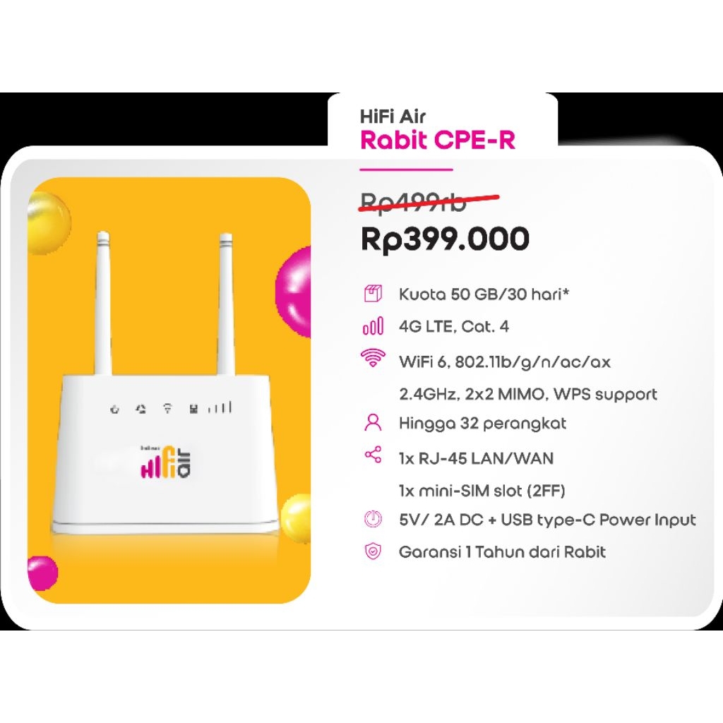 Jual [PROMO] Modem CPE Wifi Portabel Premium Indosat HiFi Air 4G Rabit ...