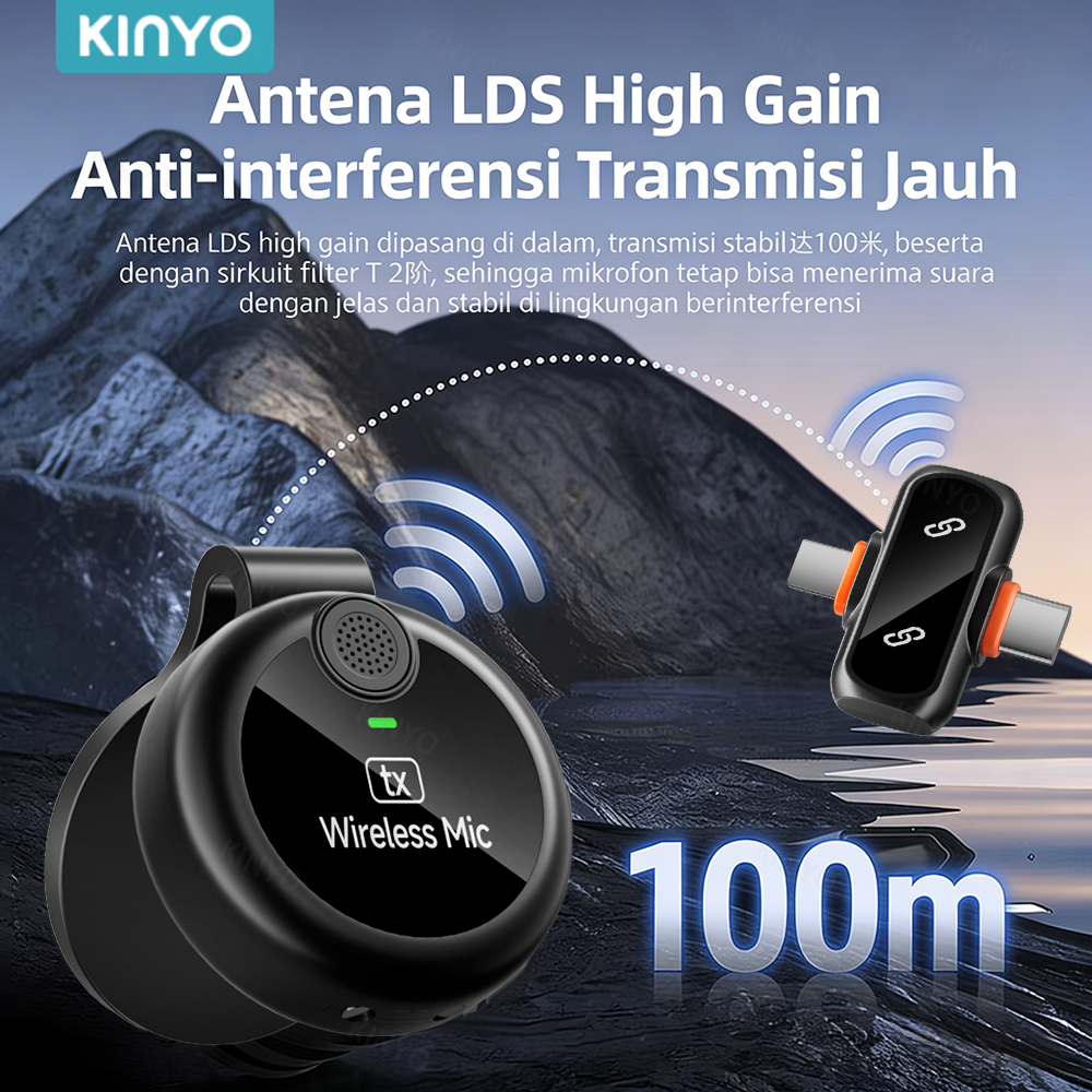 Jual KINYO J33 2-In-1 Wireless Microphone Dual Magnetic Lavalier Plug ...