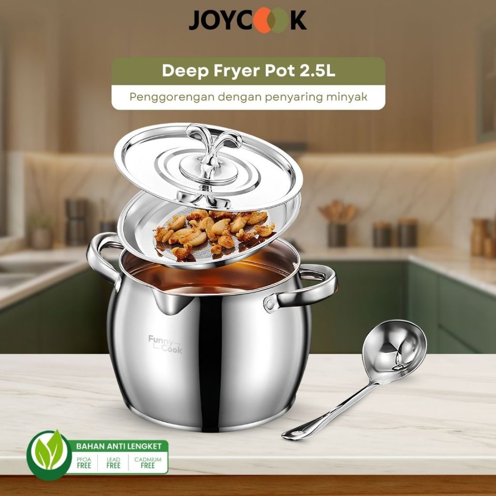 Jual JOYCOOK Wadah Penyaring Minyak Stainless Multifungsi Deep Fryer 4 ...