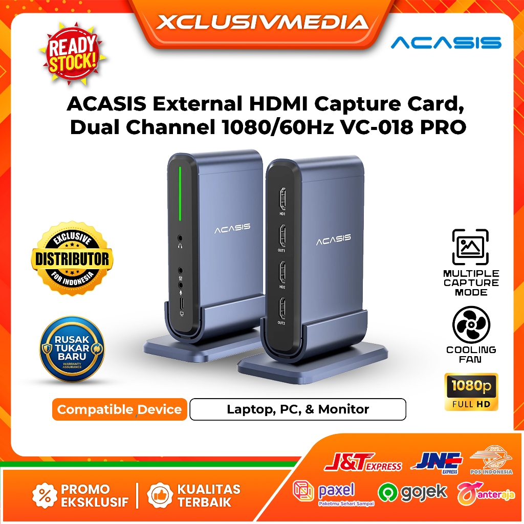 Jual ACASIS External HDMI Capture Card, Dual Channel 1080/60Hz VC-018 ...