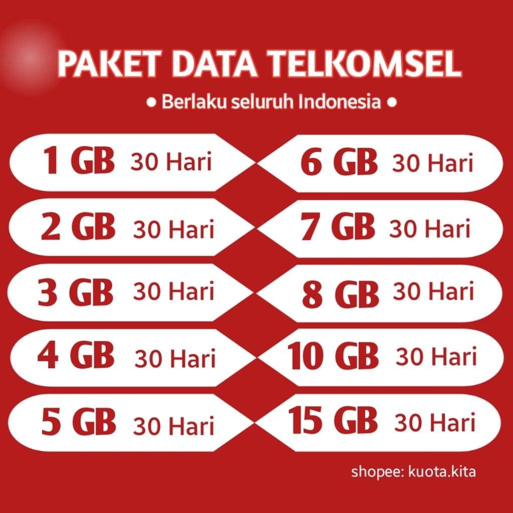 Jual Paket Data Telkomsel Flash Termurah 1GB 2GB 3GB 4GB 5GB 6GB 7GB ...