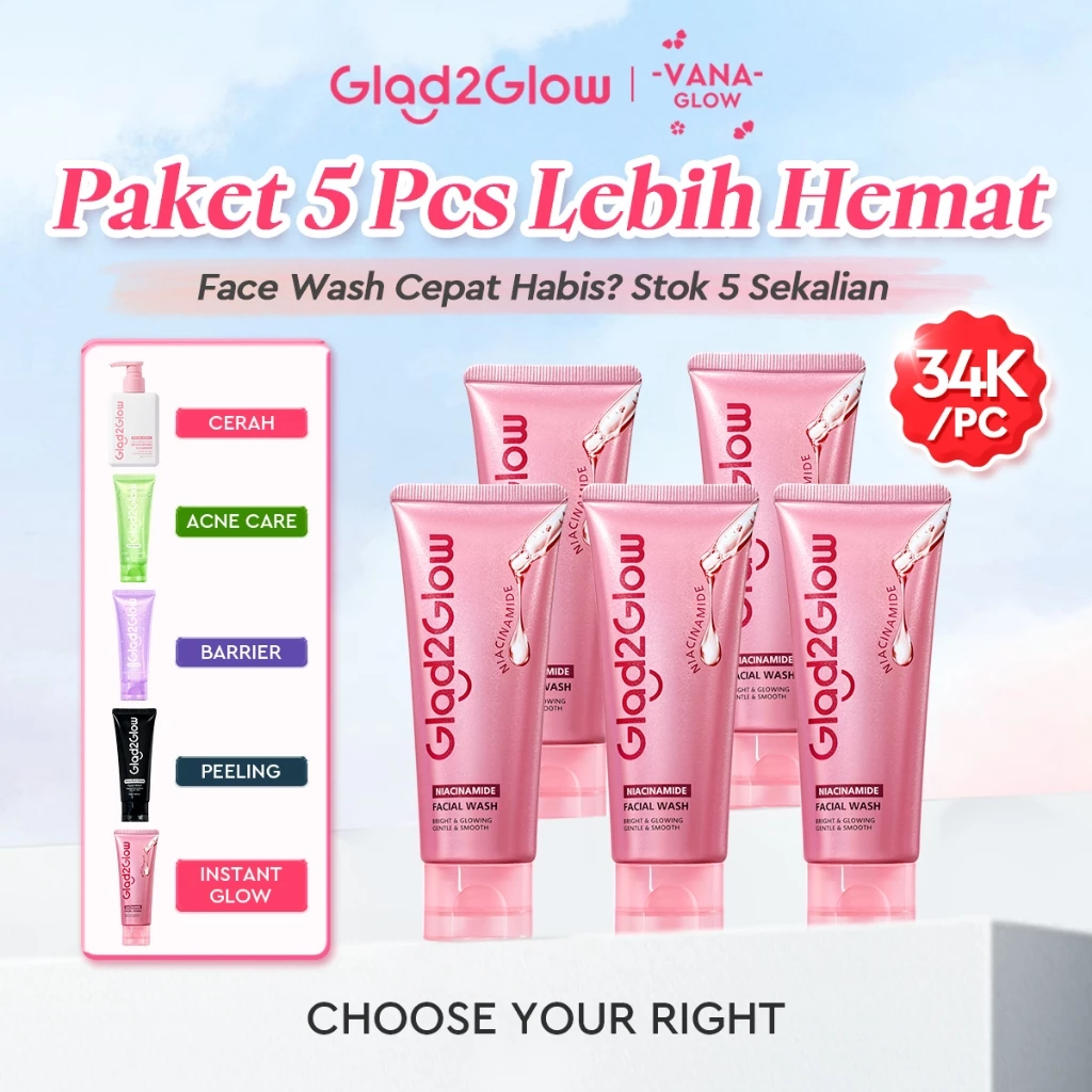 Glad2Glow Facial wash 5pcs Blueberry Ceramide Low pH Gel Cleanser Pembersih Wajah Pembersih Muka Facial Cleanser Face/ Milk Amino Acid Gentle Cleanser 80ml Pembersih Wajah Pembersih Muka Face Wash/Acne gel cleanser centella salicylic Acid