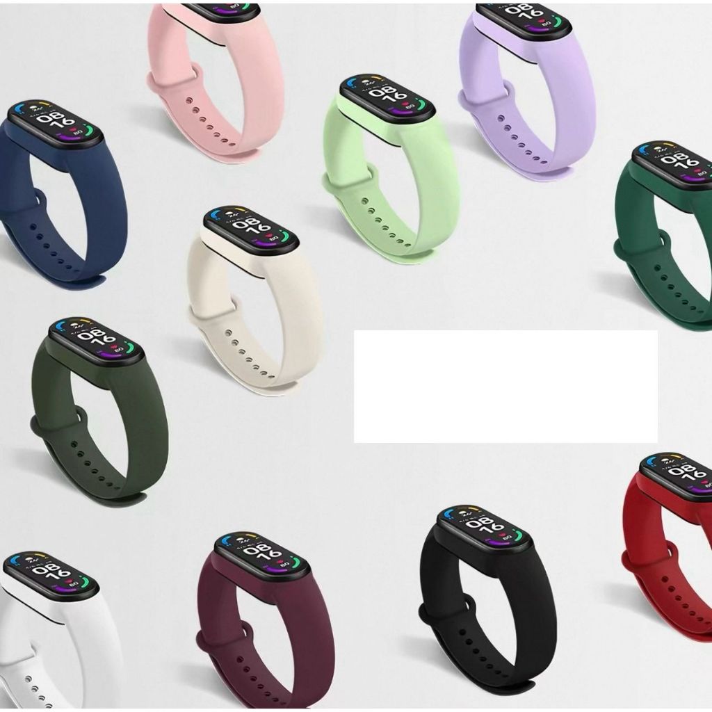 Eraxus Strap Mi Band 3/4/5/6/7 Gelang Tali Pengganti Xiaomi Mi Band 7 6 5 4 3 Silikon Warna Polos