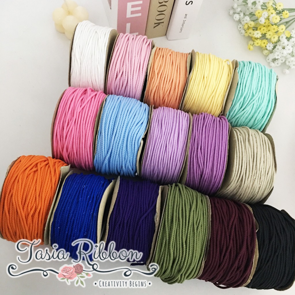 Jual Tasia Ribbon – Tali Paracord Polos 2mm | Tali Pursik | Tali DIY ...