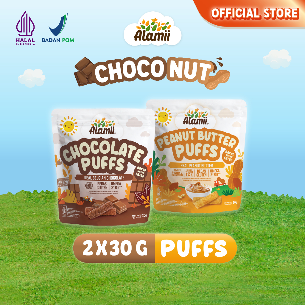 Jual Alamii Puffs ChocoNut - Bundle isi 2 x 30g / Chocolate & Peanut ...