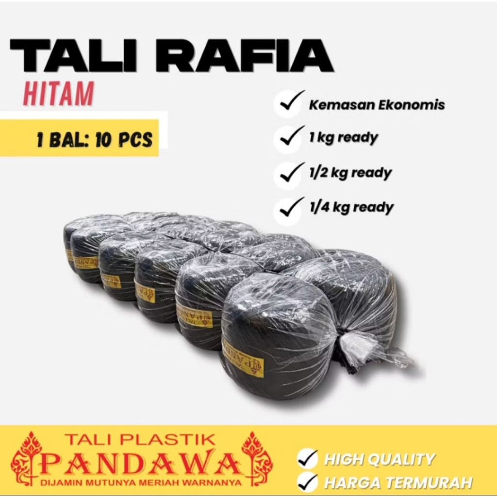 Jual Tali Rafia Hitam Besar Kuat dan Tahan Lama | Shopee Indonesia