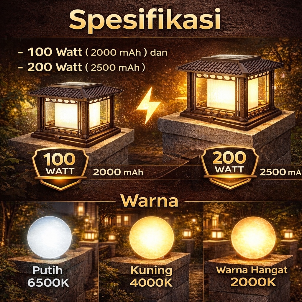 Jual FLUA Lampu Taman Solar LED Premium – Lampu Pilar Outdoor Tahan Air ...