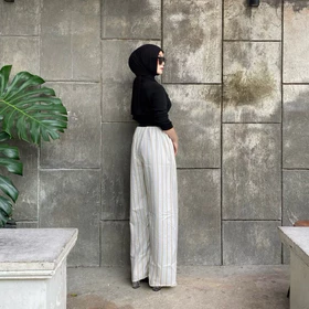 Everyday Pants Stripe Celana Panjang Wanita Kulot Pinstripe Celana Kerja Formal Kasual Wanita