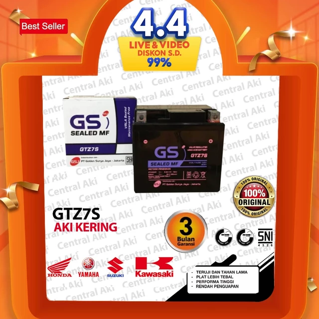 Aki Motor GTZ7S Accu Kering MF VARIO 125/150 BEAT SCOOPY ISS CB150R NMAX SATRIA FU