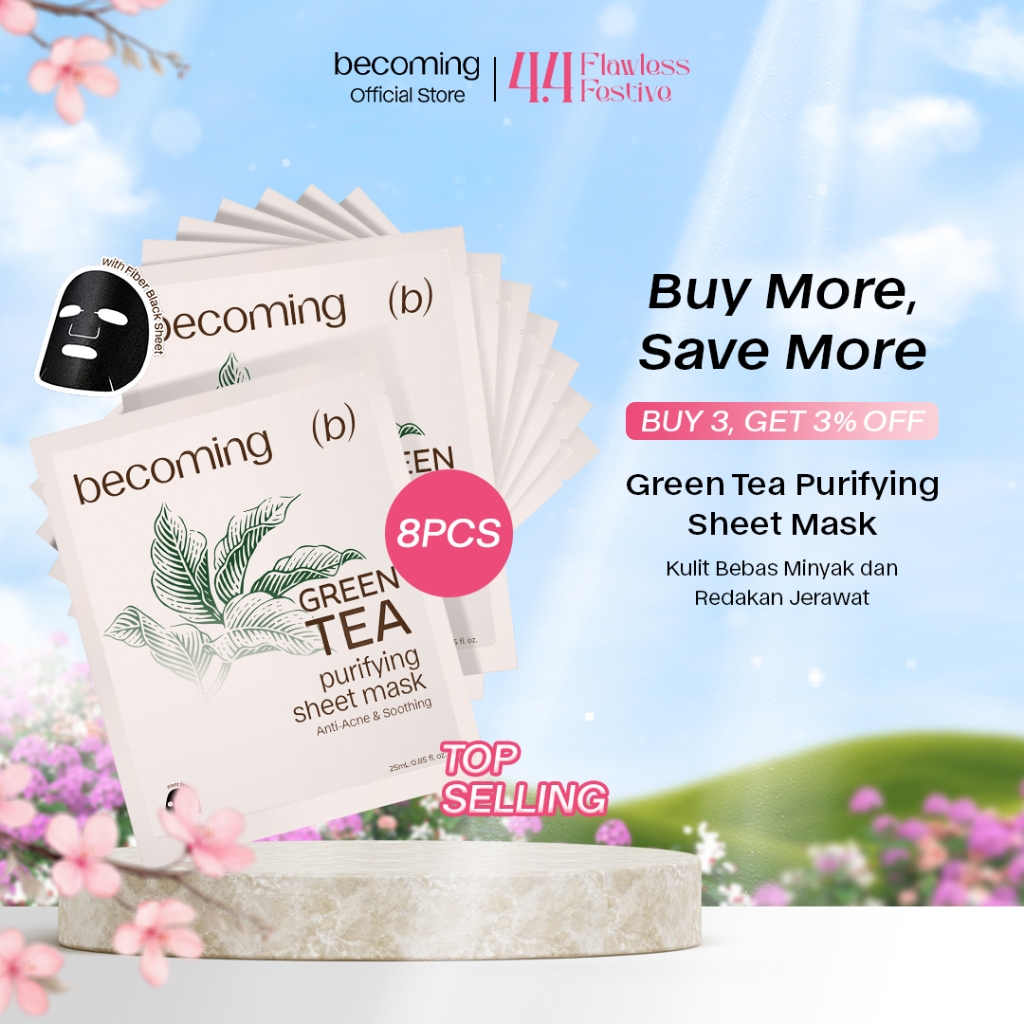 Jual becoming Green Tea Purifying Sheet Mask 25ml | Masker B5 | Anti ...