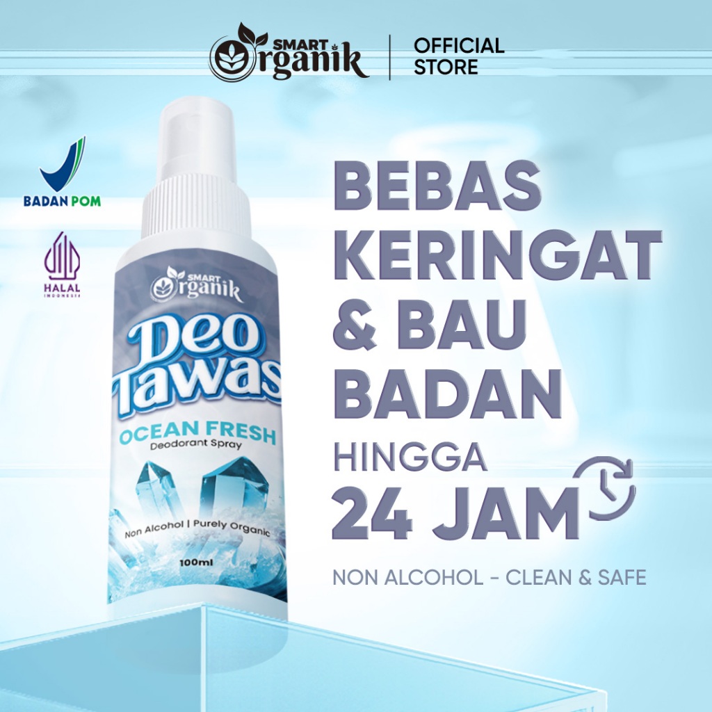 NATURAL DEODORANT TAWAS SPRAY WITH ESSENTIAL OIL PENGHILANG BAU BADAN BY SMART ORGANIK