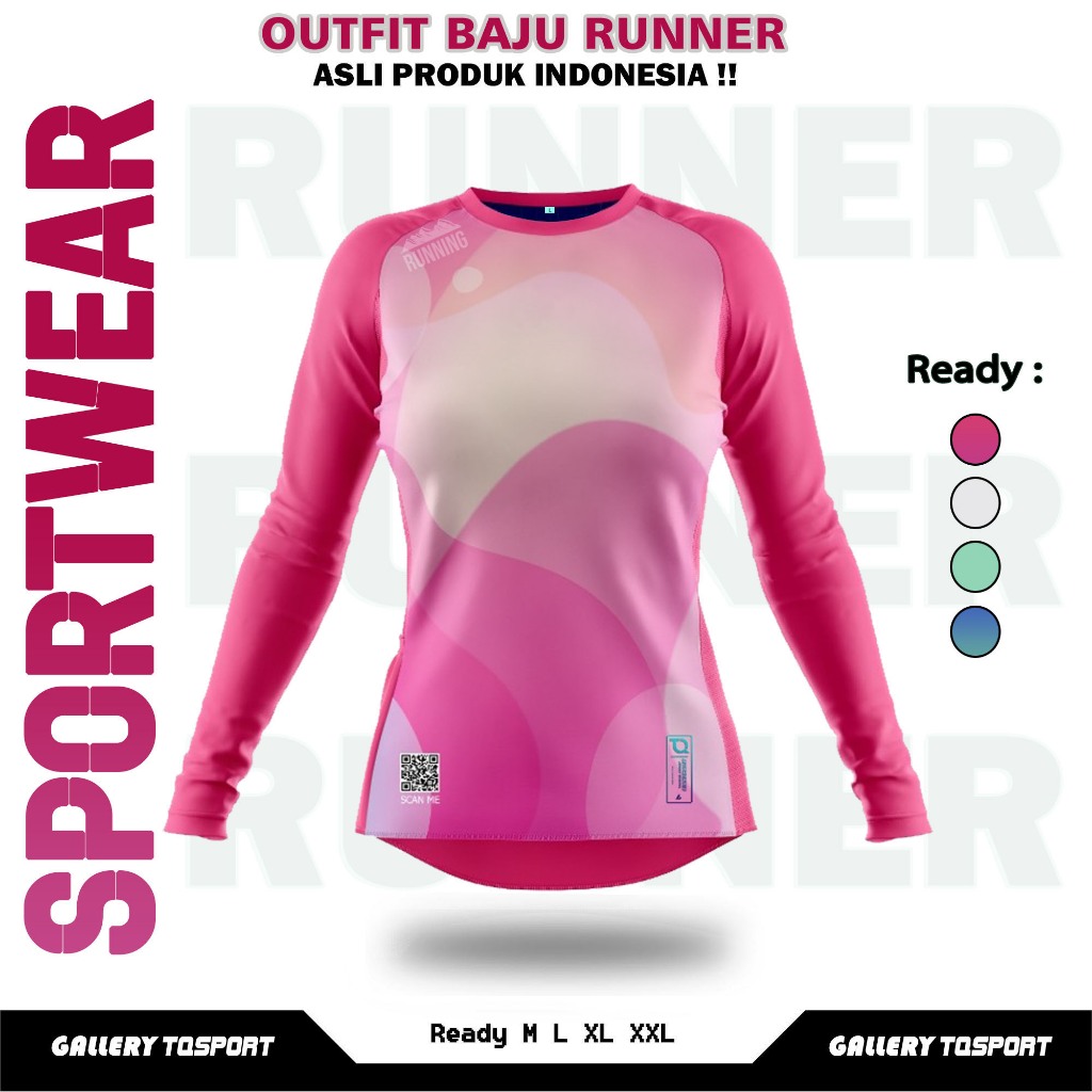 Baju Olahraga Wanita Printing Atasan Lengan Panjang Olahraga Senam Gym Fitness Running *Terlaris*