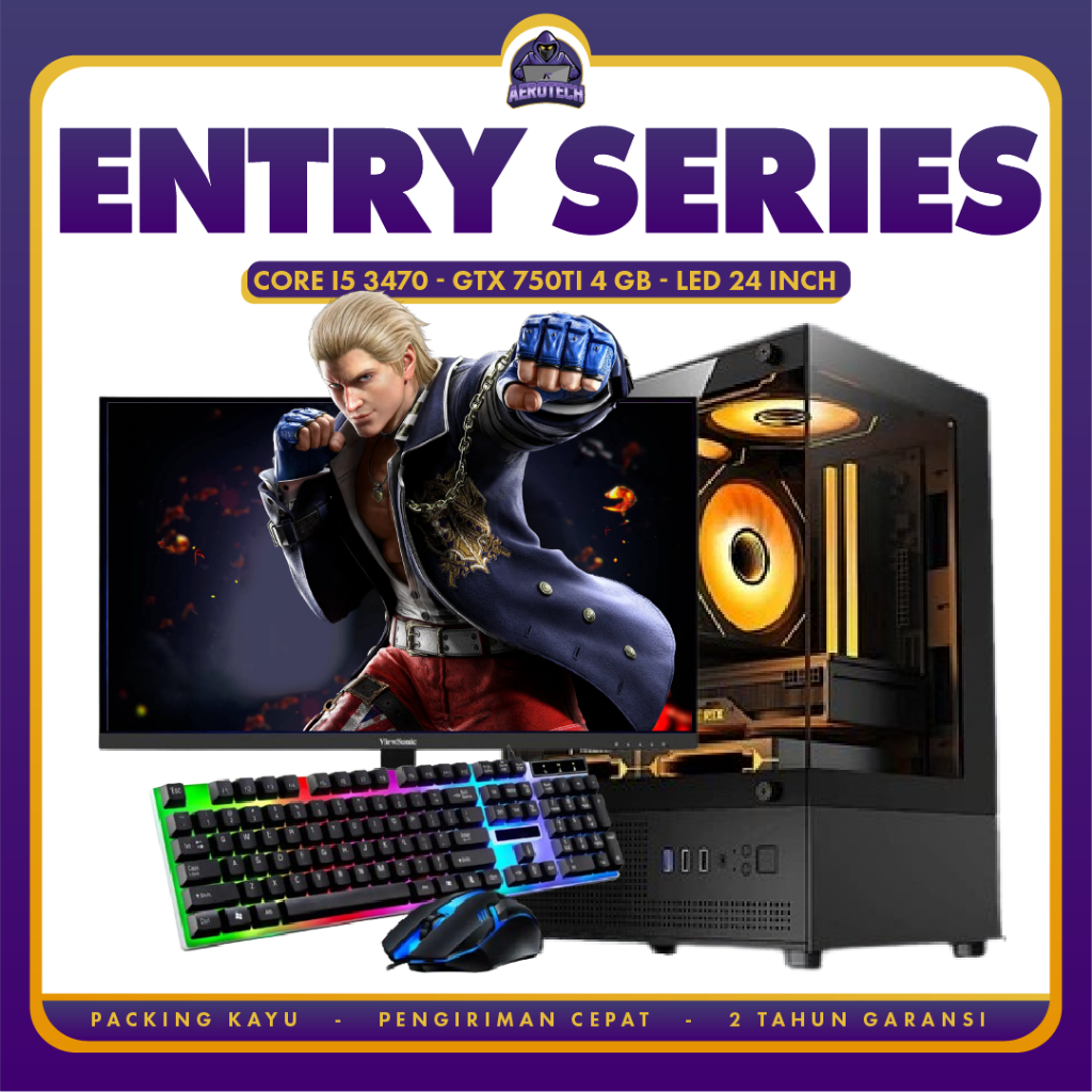 AEROTECH ENTRY PC RAKITAN GAMING I5 3470 | RAM 16 GB | VGA 8 GB | LED 24 INCH 100 HZ SIAP PAKAI LIBAS GAME