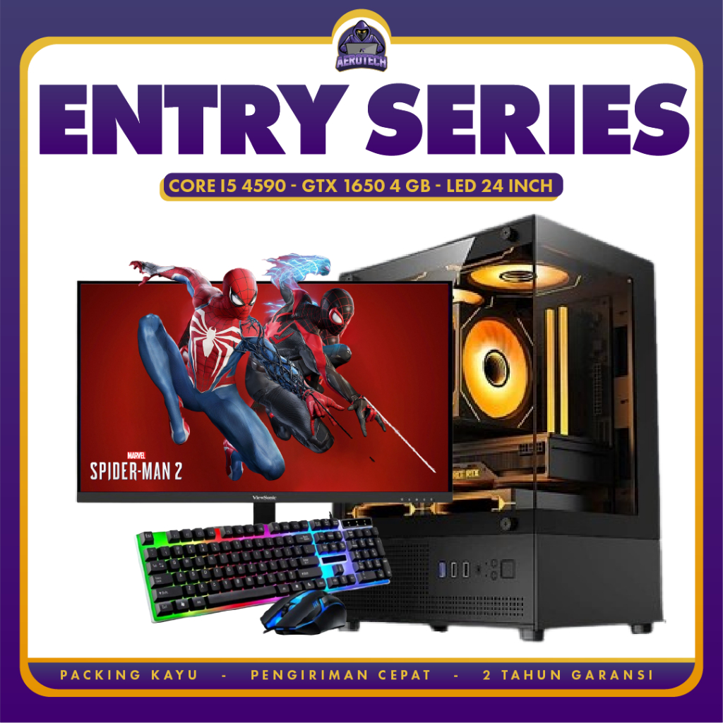 AEROTECH ENTRY PC RAKITAN GAMING i5 4590 | RAM 16 GB | VGA 8 GB | LED 24 INCH FULLSET SIAP PAKAI
