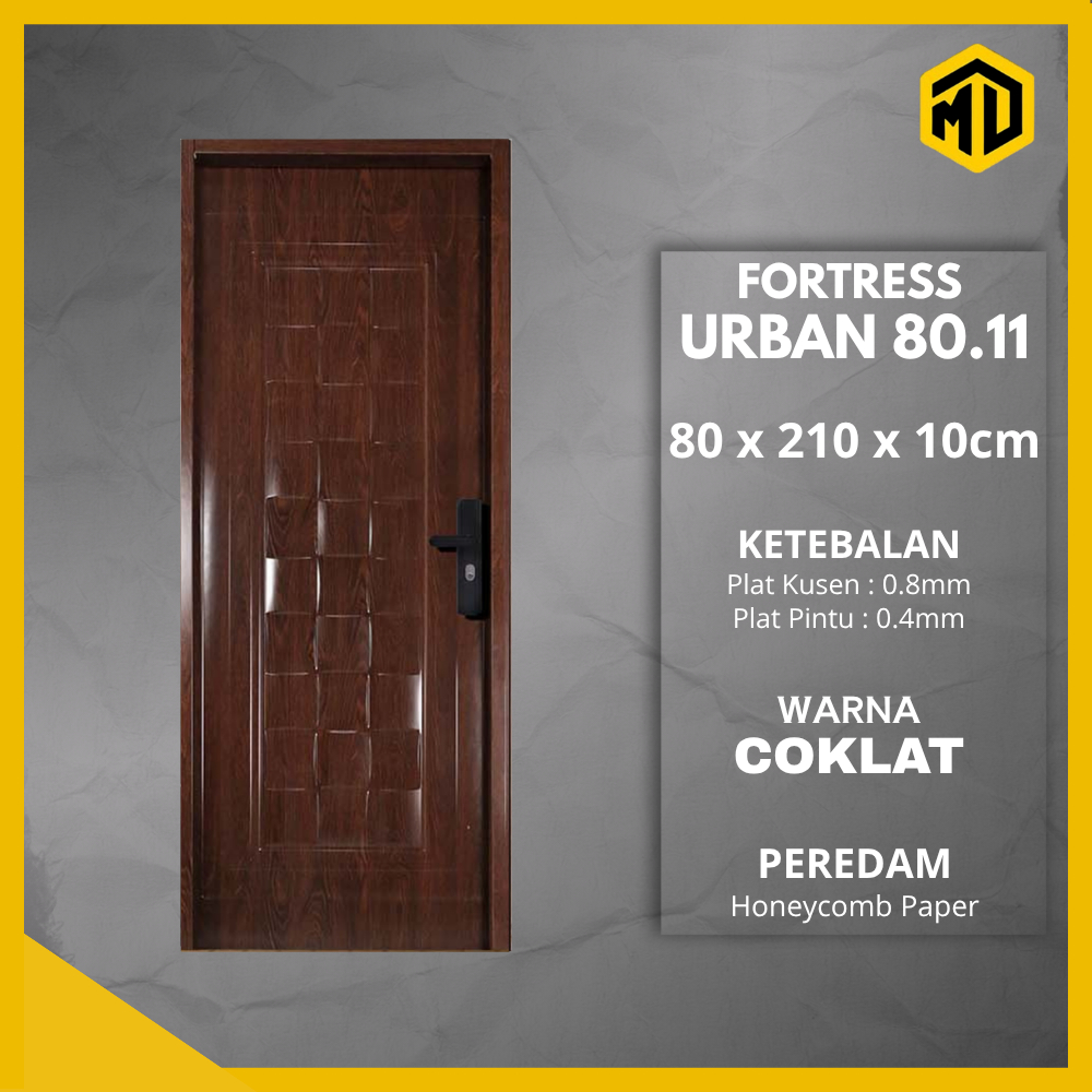 Pintu Kamar - Utama Baja Fortress TYPE URBAN 80 x 210 Anti Rayap Tahan Segala Cuaca Full Set