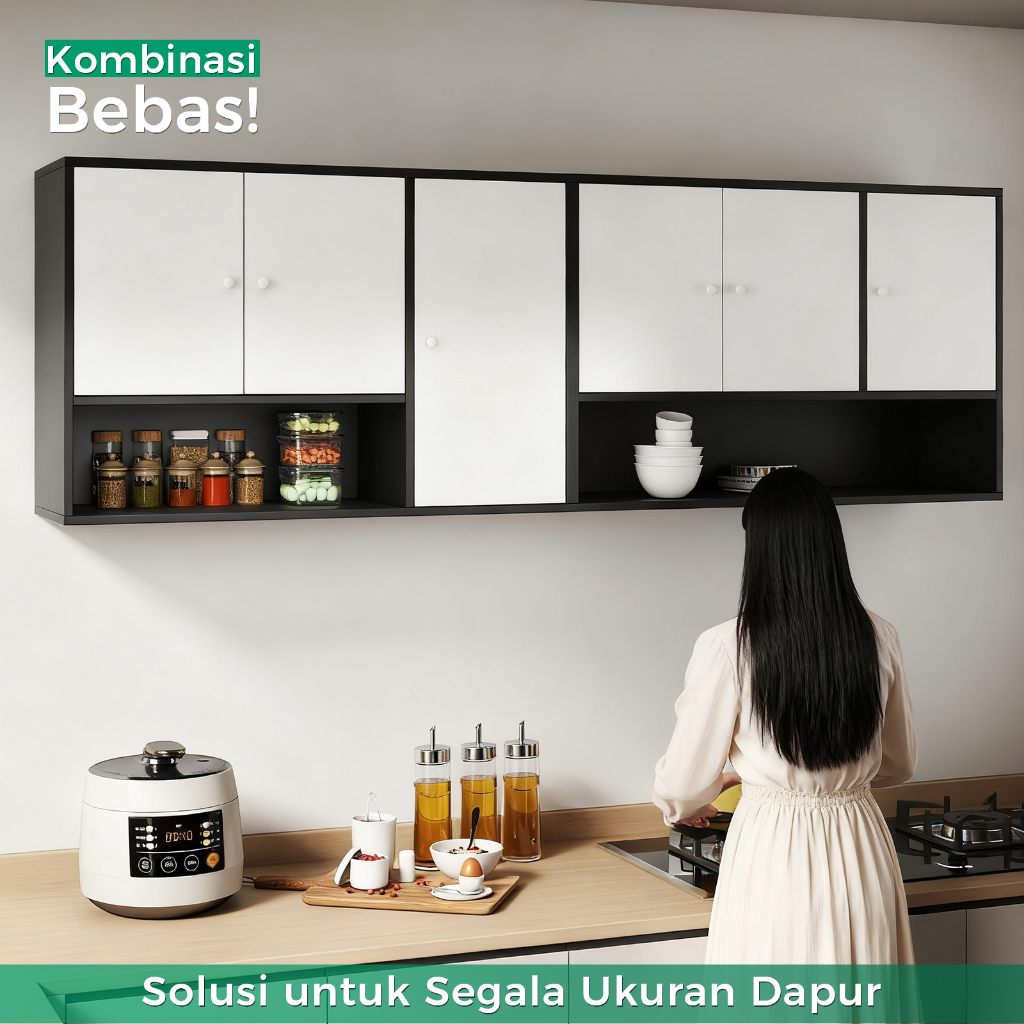 TataBox Lemari Dapur Gantung Kitchen Set Minimalis 2/3/4 Pintu Rak Dapur Serbaguna Dinding Tempel