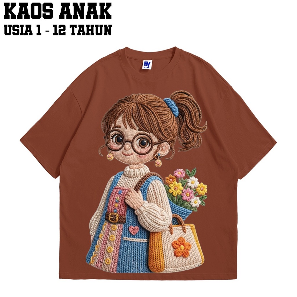 Kaos Anak Motif Gadis Kacamata Lucu Untuk Usia 1-12 Tahun Shp - foto 4