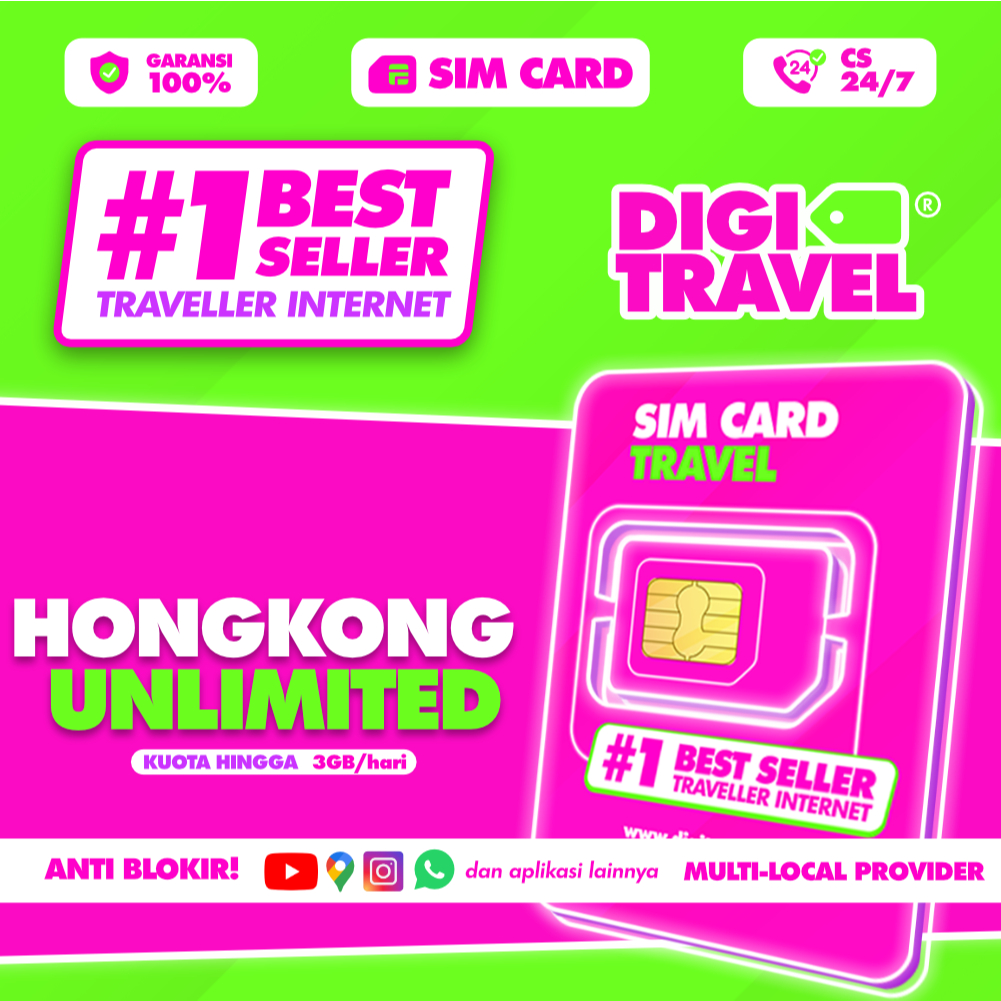 Jual DIGITRAVEL SIM Card Hongkong Unlimited Data Internet Roaming ...