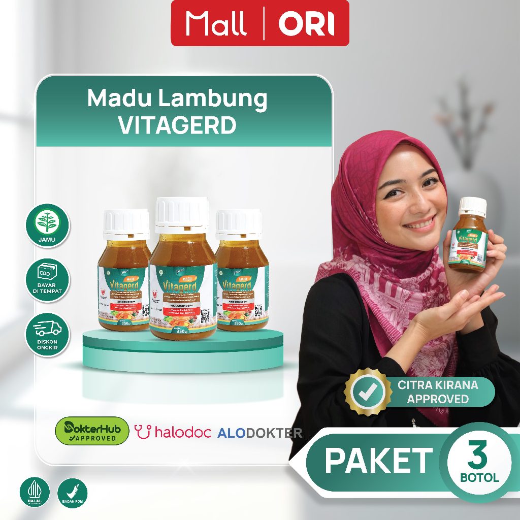 Jual Vitagerd Madu Herbal Untuk Pencernaan Paket 3 Botol Berat Bersih ...