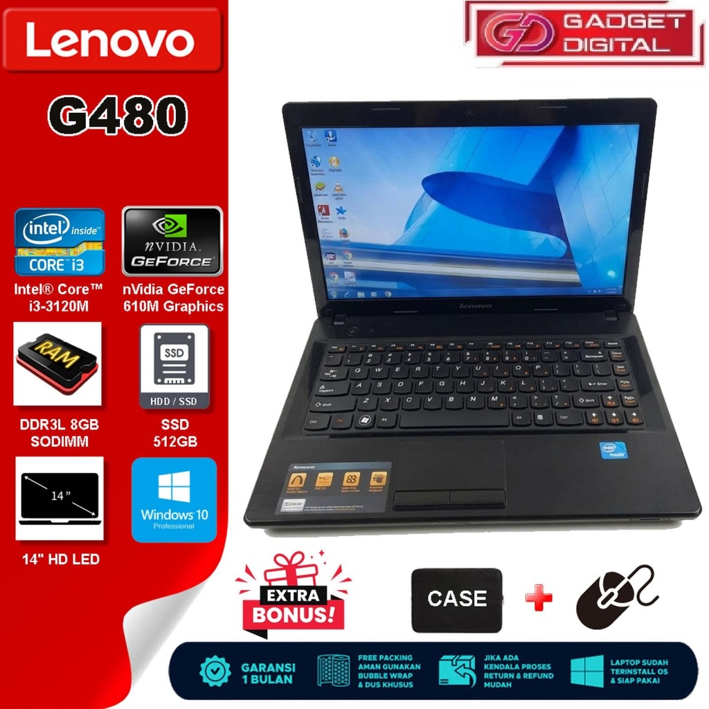 パソコン lenovo G480 i5-2520m GeForce 610m 1GB Jual Laptop LENOVO G480 Core i3-3210M GeForce 610M | 8GB / SSD