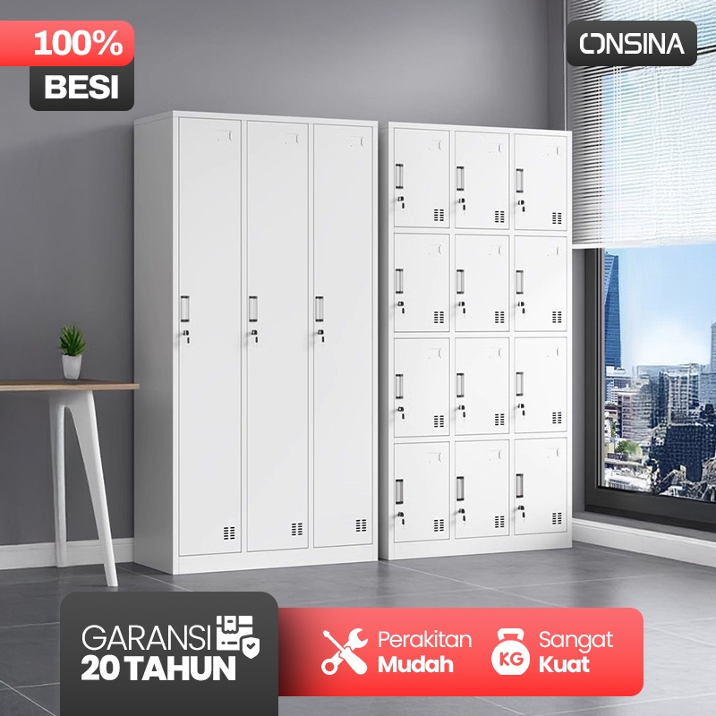 ONSINA Loker Karyawan Loker Besi 2-12 Pintu Arsip Kantor Sekolah Penyimpanan Barang Dokumen